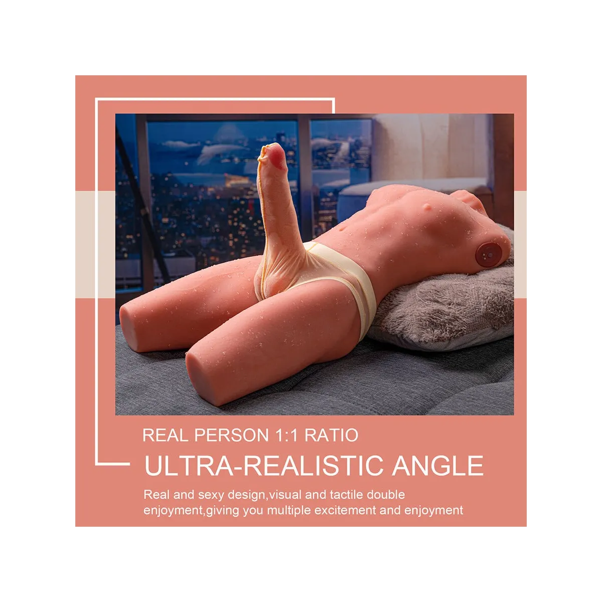 Jason Halbkörper Realistischer männlicher Torso mit Stoss- und Vibrationsmöglichkeiten 55 cm von Xise | Fesselliebe.de