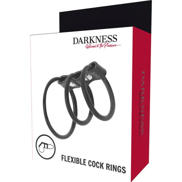 Set aus 3 Flexiblen Penisringen von Darkness Bondage | Fesselliebe.de
