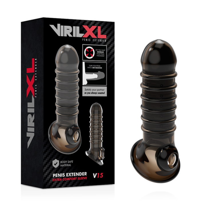 Penisverlängerung und Hülle V15 Schwarz von Virilxl | Fesselliebe.de