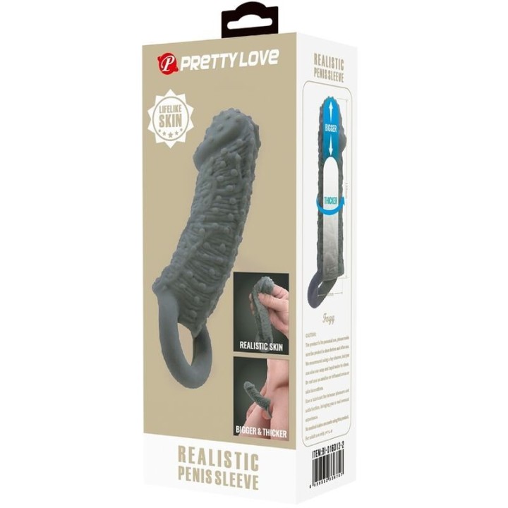 Realistischer Penisvergrösserer und Verzögerungshülse Modell 2 Grau von Pretty Love | Fesselliebe.de