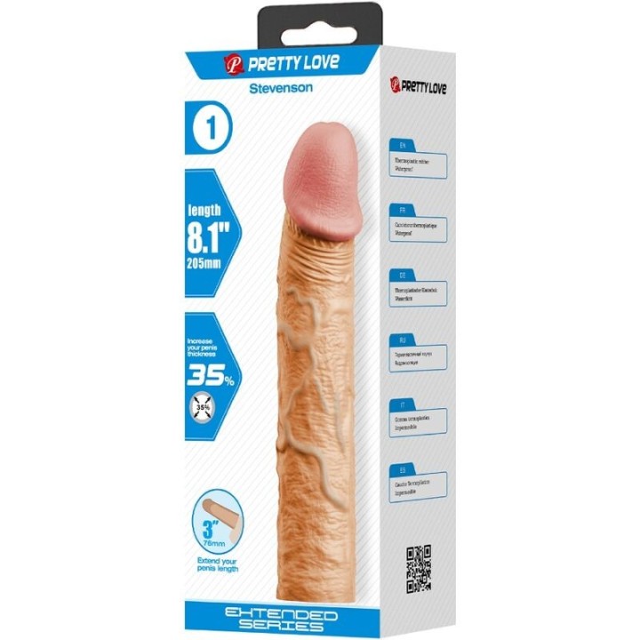 Stevenson Penishülle mit 7,6 cm Verlängerung Fleisch von Pretty Love | Fesselliebe.de