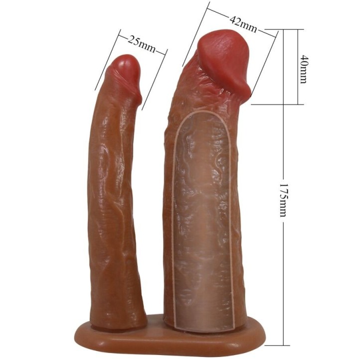 Yairon Doppelte Penishülle mit 4 cm Verlängerung Mulatte von Pretty Love | Fesselliebe.de