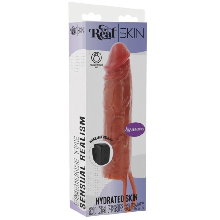 Feuchtigkeitsspendende Silikon-Vibrations-Penishülle In Karamell, 20 cm von Get Real | Fesselliebe.de