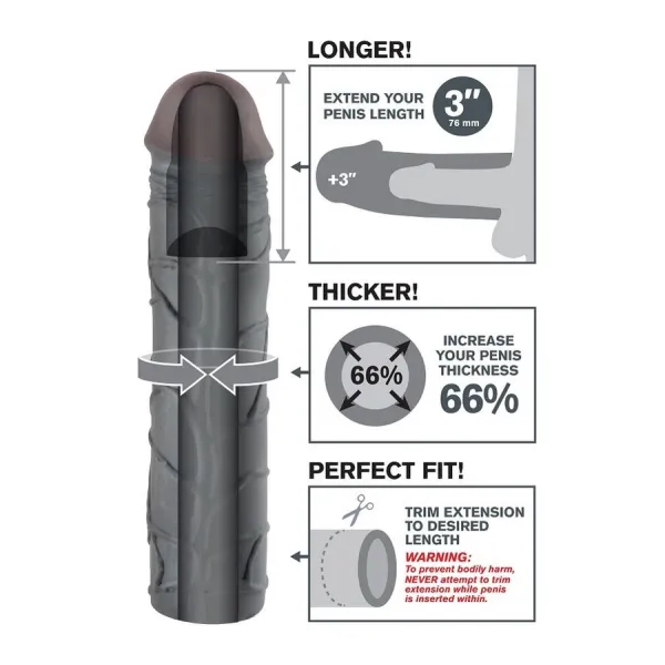 Mega 3 Verlängerung Schwarz von Fantasy X-Tensions | Fesselliebe.de