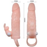 Brave Man Penisabdeckung mit Rabbit und Doppelmotor Fleisch 16,5 cm von Baile For Him | Fesselliebe.de