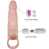 Brave Man Penisabdeckung mit Rabbit und Doppelmotor Fleisch 16,5 cm von Baile For Him | Fesselliebe.de