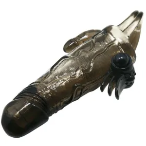 Brave Man Penishülle mit Klitoris und Analstimulation Doppelte Kugel Schwarz 16,5 cm von Baile For Him