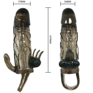 Brave Man Penishülle mit Klitoris und Analstimulation Doppelte Kugel Schwarz 16,5 cm von Baile For Him