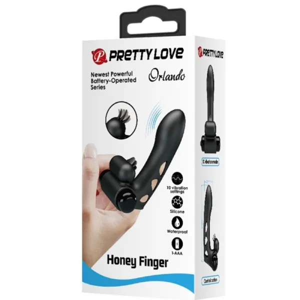 Orlando Schwarze Vibrator-Fingerhülle von Pretty Love Male | Fesselliebe.de