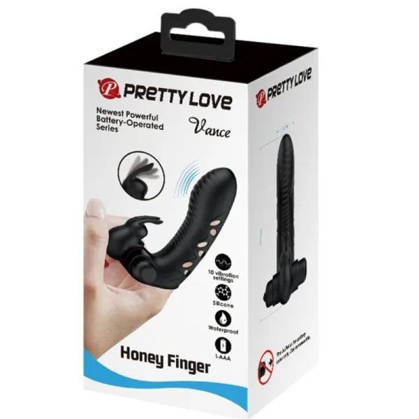 Vance Black Rabbit Vibrator Fingerabdeckung von Pretty Love Male | Fesselliebe.de