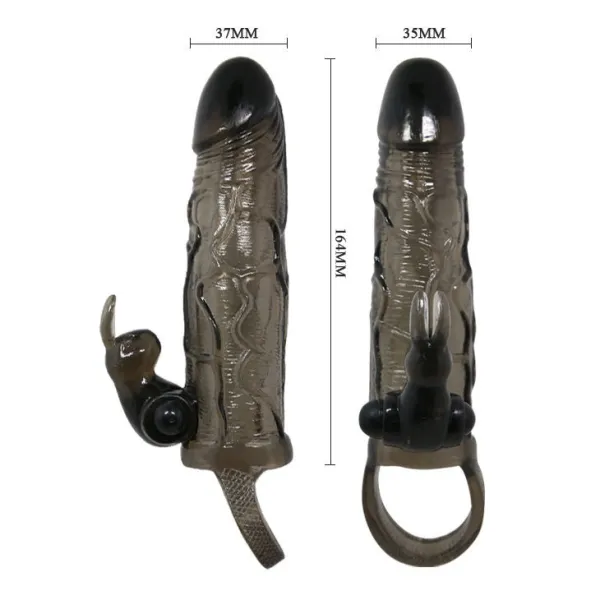 Brave Man Penisabdeckung mit Rabbit Schwarz 16,5 cm von Baile For Him | Fesselliebe.de