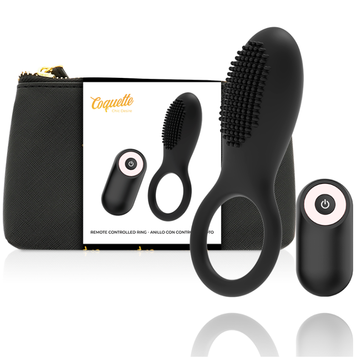 Cockring mit Fernbedienung wiederaufladbar Schwarz/Gold von Coquette Toys | Fesselliebe.de