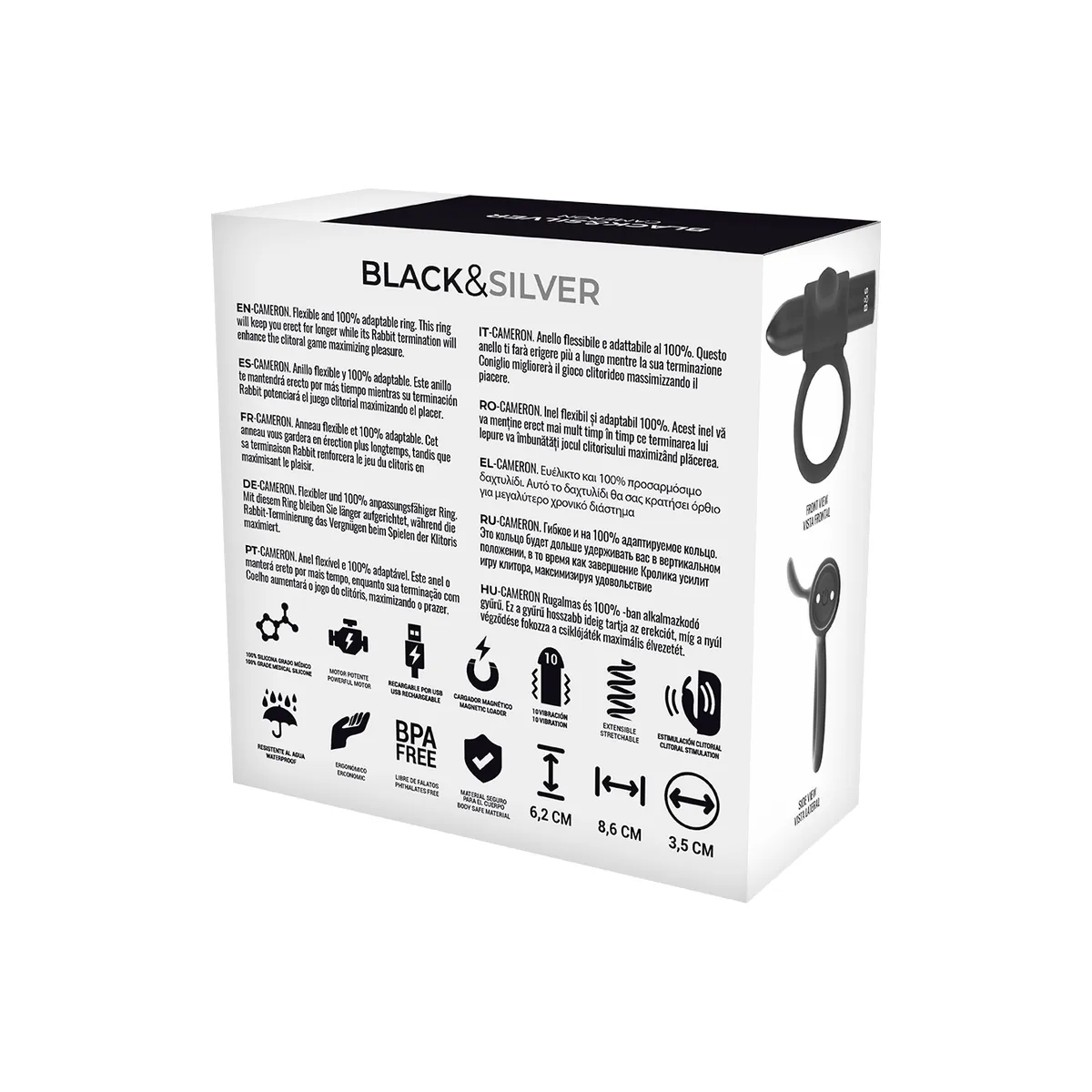 Cameron Schwarz wiederaufladbarer Ring von Black&Silver | Fesselliebe.de