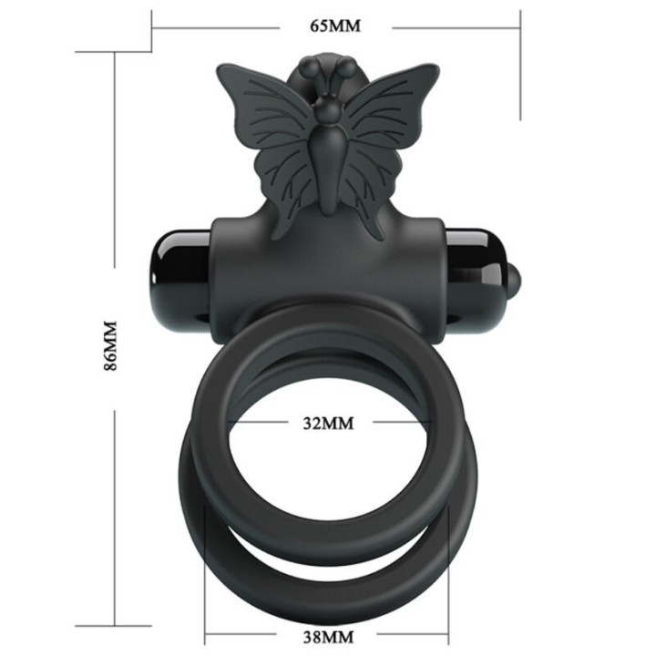 Doppelvibrierring mit Schwarzem Stimulator von Pretty Love Male | Fesselliebe.de