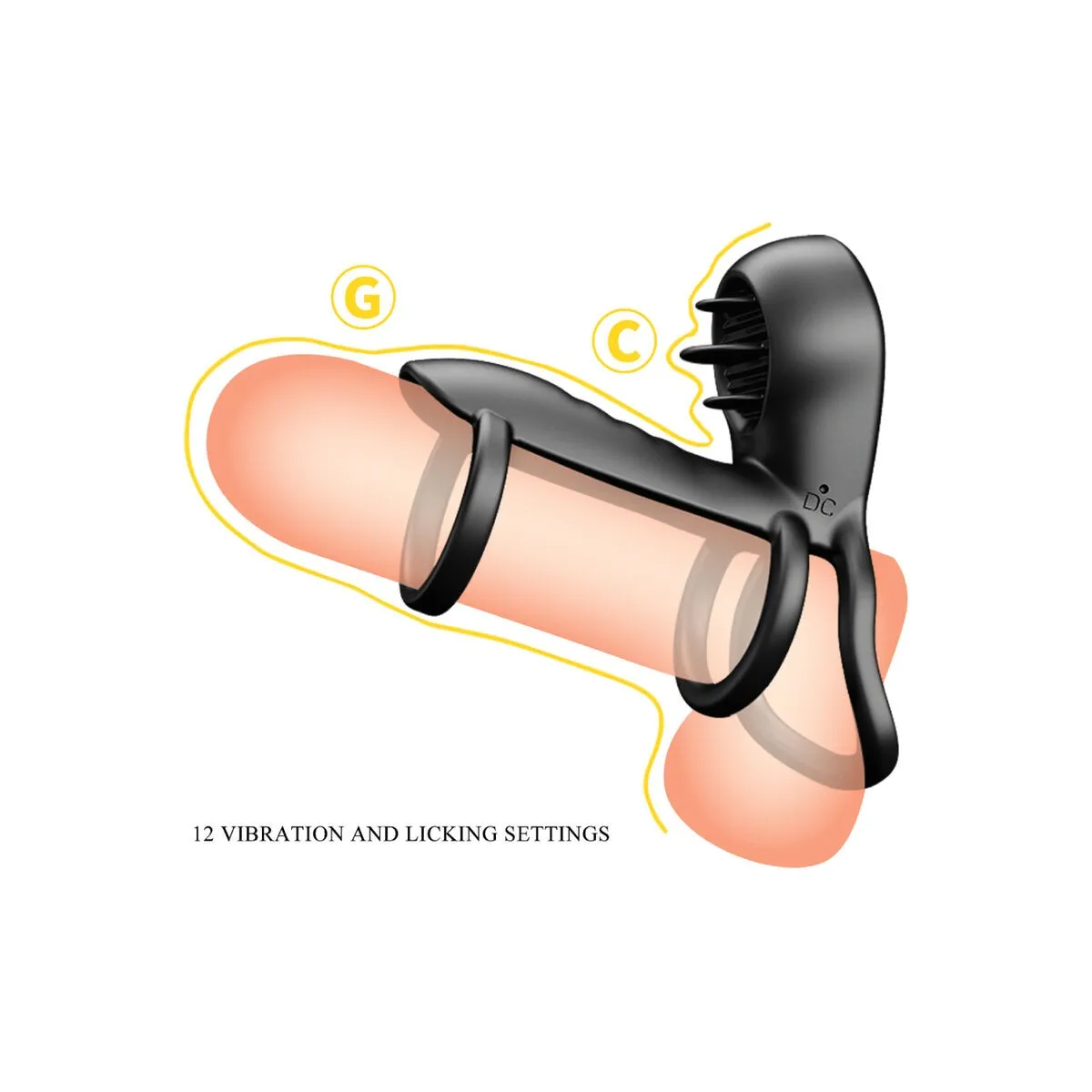 Jammy Penis-Hülle 12 Vibrationen mit wiederaufladbarer Silikon-Zunge von Pretty Love Male | Fesselliebe.de