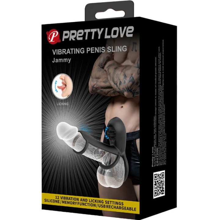 Jammy Penis-Hülle 12 Vibrationen mit wiederaufladbarer Silikon-Zunge von Pretty Love Male | Fesselliebe.de