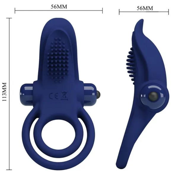 Bronson Doppelring mit Vibration Blau von Pretty Love Male | Fesselliebe.de