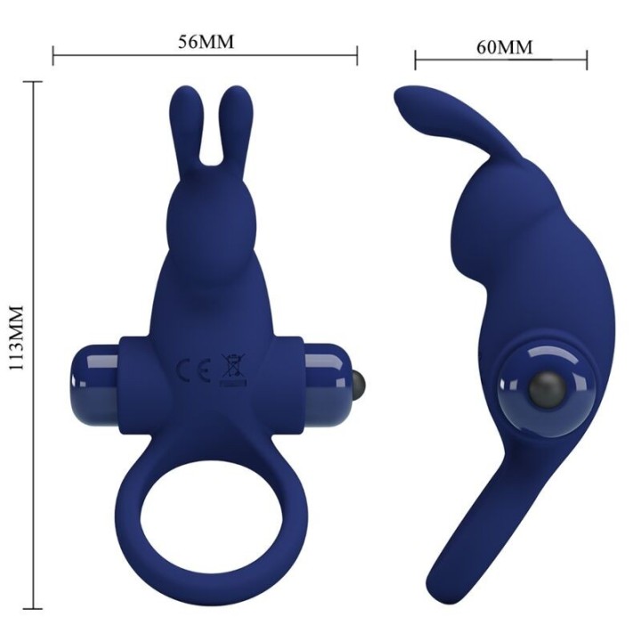 Jiro Rabbitring mit Vibration Blau von Pretty Love Male | Fesselliebe.de