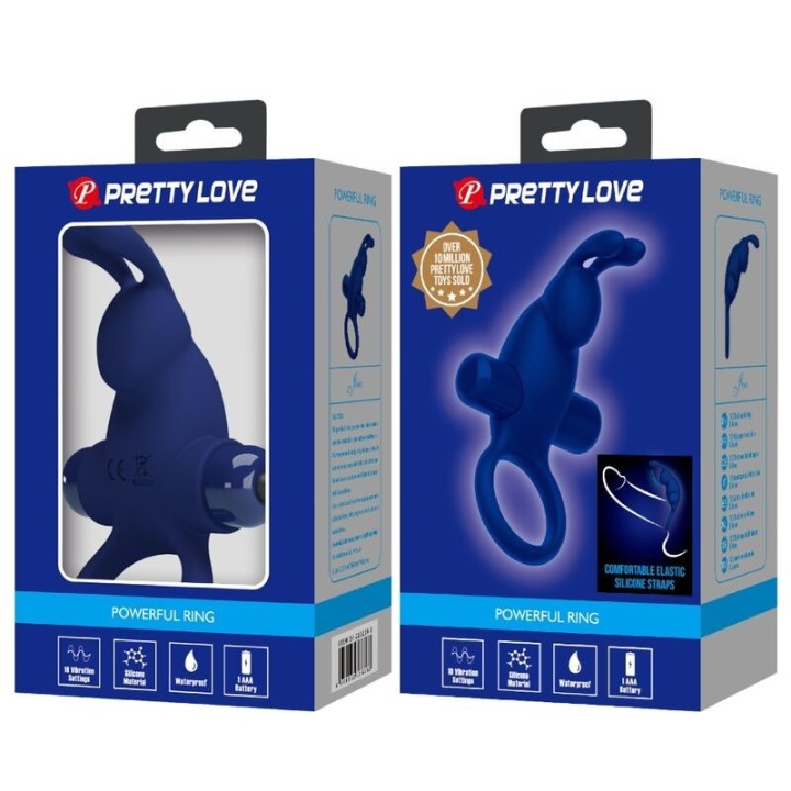 Jiro Rabbitring mit Vibration Blau von Pretty Love Male | Fesselliebe.de