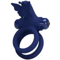 Jamele Doppelring mit Vibration & Schmetterlingstimulator Blau von Pretty Love Male