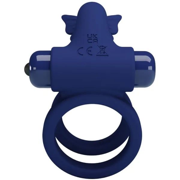 Jamele Doppelring mit Vibration & Schmetterlingstimulator Blau von Pretty Love Male | Fesselliebe.de