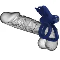 Jamele Doppelring mit Vibration & Schmetterlingstimulator Blau von Pretty Love Male