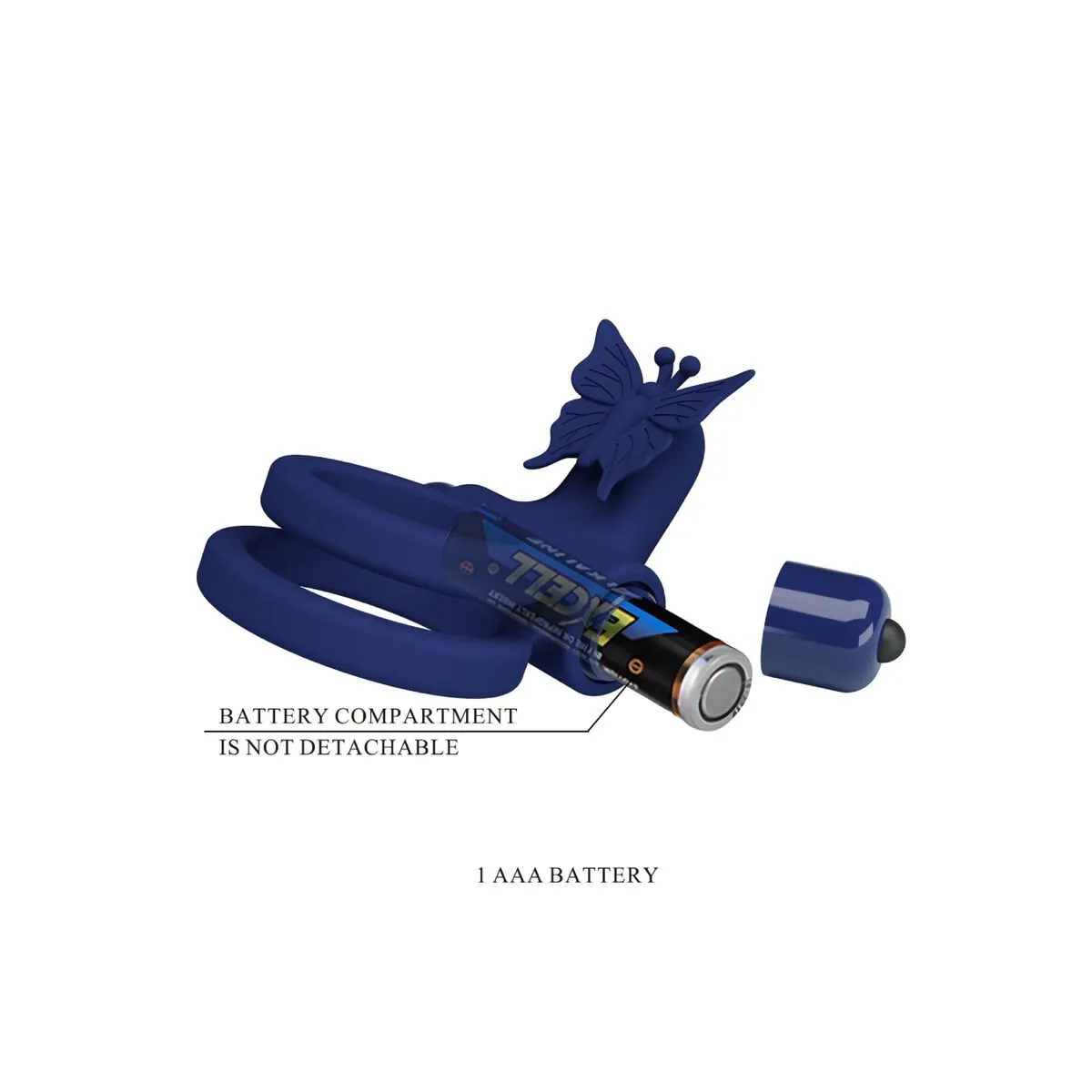 Jamele Doppelring mit Vibration & Schmetterlingstimulator Blau von Pretty Love Male | Fesselliebe.de