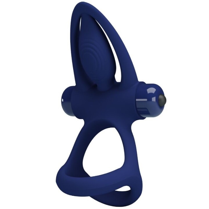 Mat Doppelring mit Vibration & Stimulator Blau von Pretty Love Male | Fesselliebe.de
