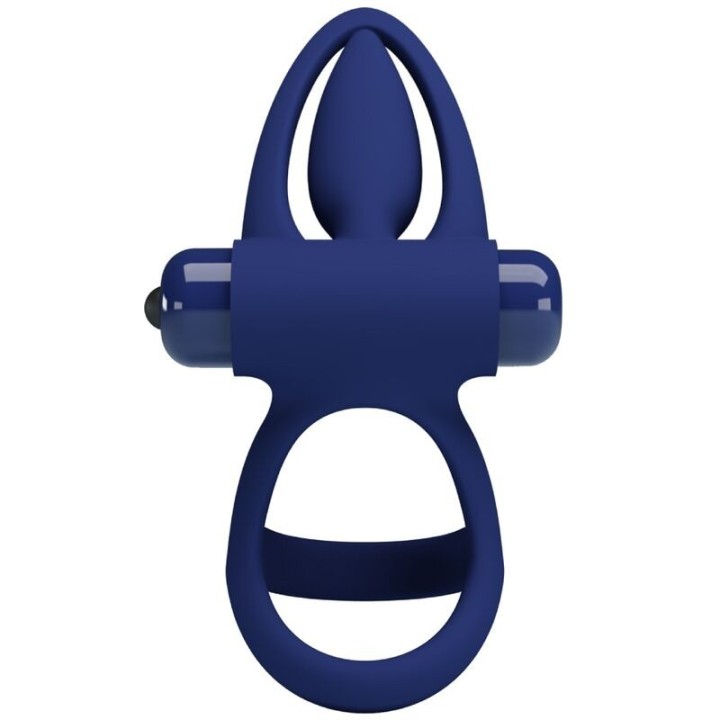 Mat Doppelring mit Vibration & Stimulator Blau von Pretty Love Male | Fesselliebe.de