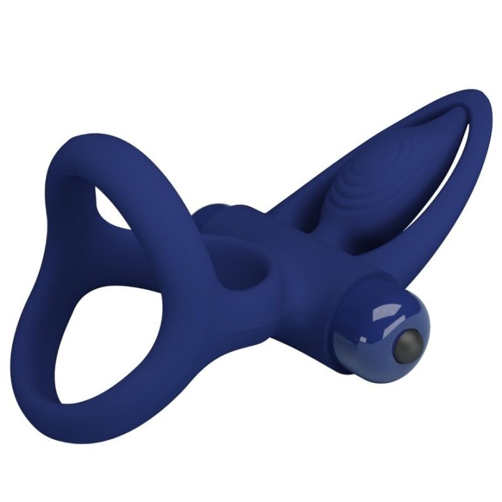 Mat Doppelring mit Vibration & Stimulator Blau von Pretty Love Male | Fesselliebe.de