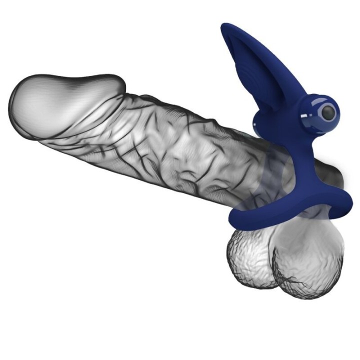 Mat Doppelring mit Vibration & Stimulator Blau von Pretty Love Male | Fesselliebe.de