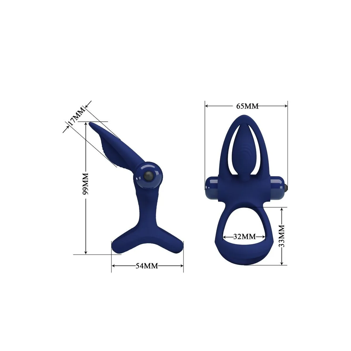 Mat Doppelring mit Vibration & Stimulator Blau von Pretty Love Male | Fesselliebe.de