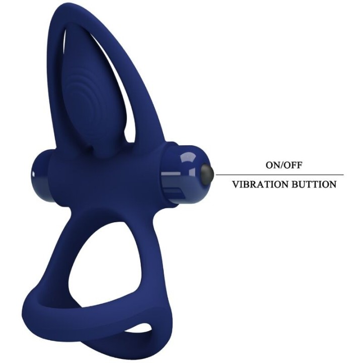 Mat Doppelring mit Vibration & Stimulator Blau von Pretty Love Male | Fesselliebe.de