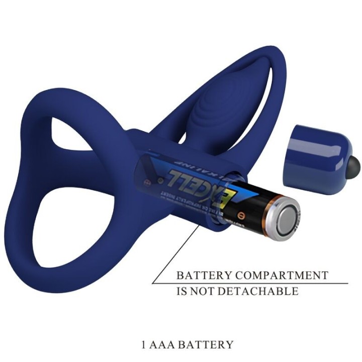 Mat Doppelring mit Vibration & Stimulator Blau von Pretty Love Male | Fesselliebe.de