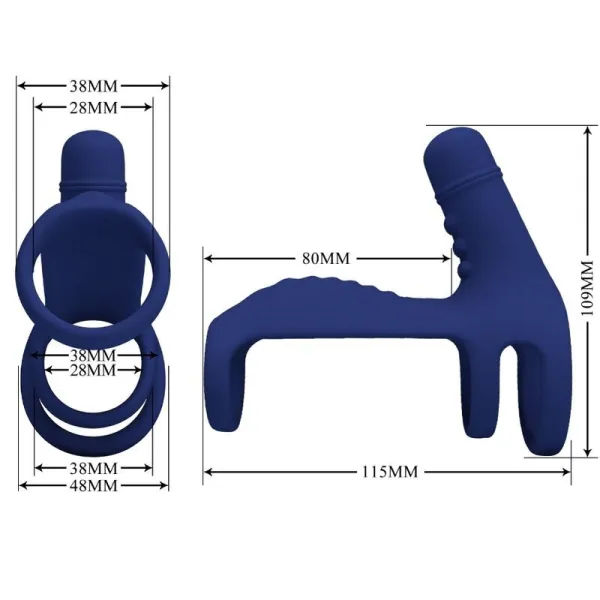 Elish Vibrationsring mit Verlngerung Blau von Pretty Love Male | Fesselliebe.de