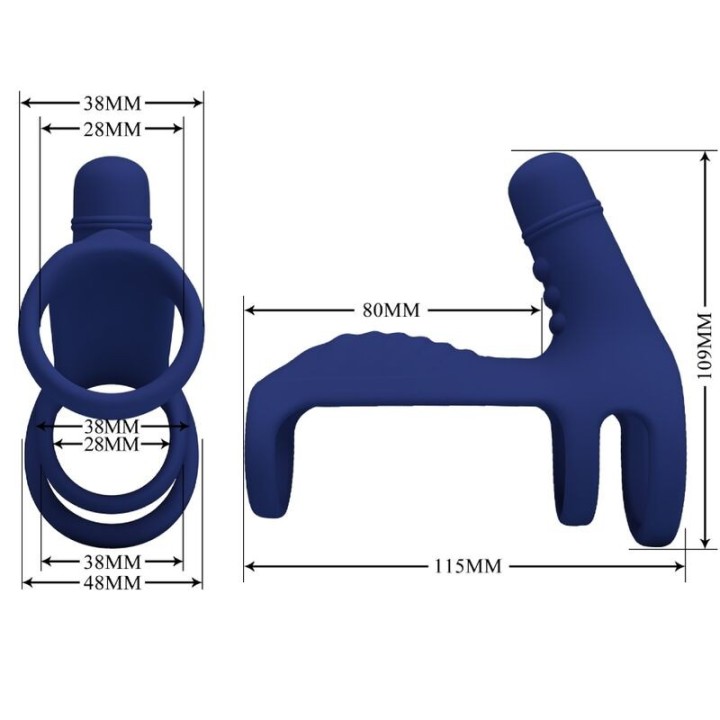 Elish Vibrationsring mit Verlngerung Blau von Pretty Love Male | Fesselliebe.de