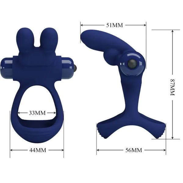 Francisco Doppelter Vibrationsring Rabbit Blau von Pretty Love Male | Fesselliebe.de