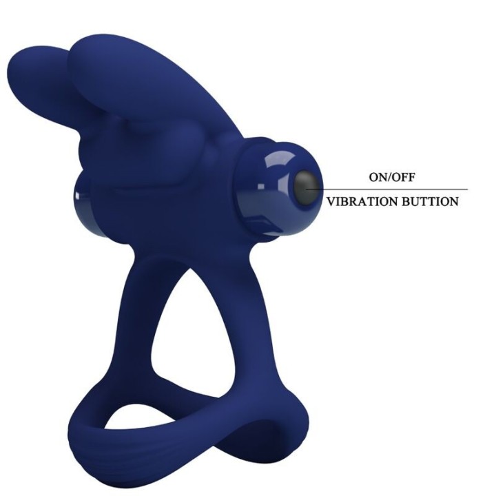 Francisco Doppelter Vibrationsring Rabbit Blau von Pretty Love Male | Fesselliebe.de