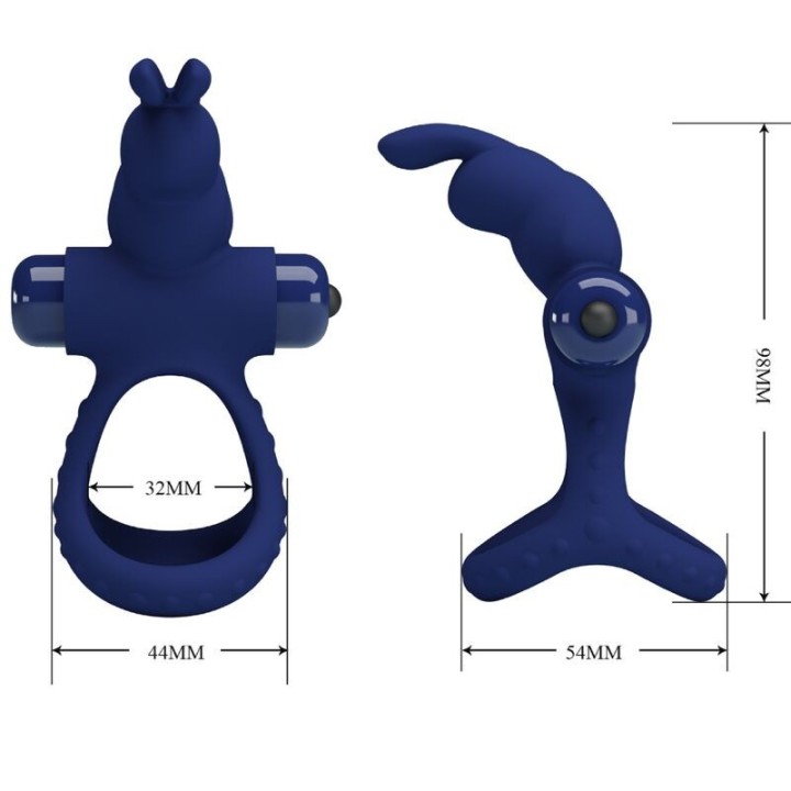 Luchito Doppelvibrierender Ring Rabbit Blau von Pretty Love Male | Fesselliebe.de