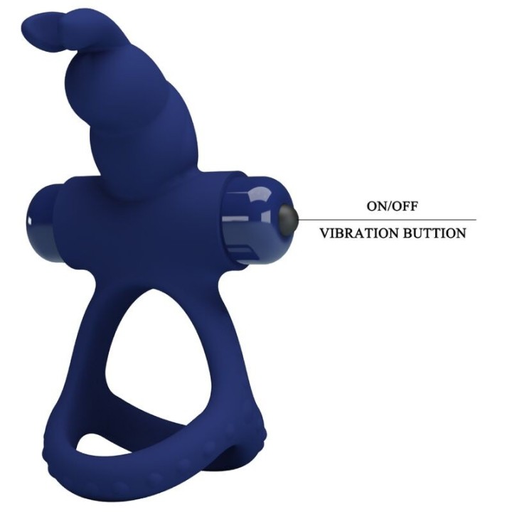 Luchito Doppelvibrierender Ring Rabbit Blau von Pretty Love Male | Fesselliebe.de