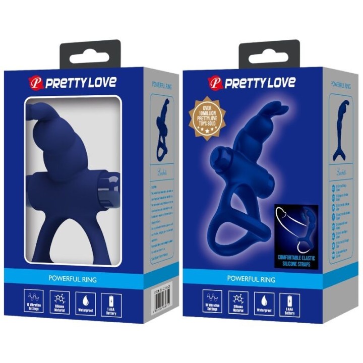 Luchito Doppelvibrierender Ring Rabbit Blau von Pretty Love Male | Fesselliebe.de