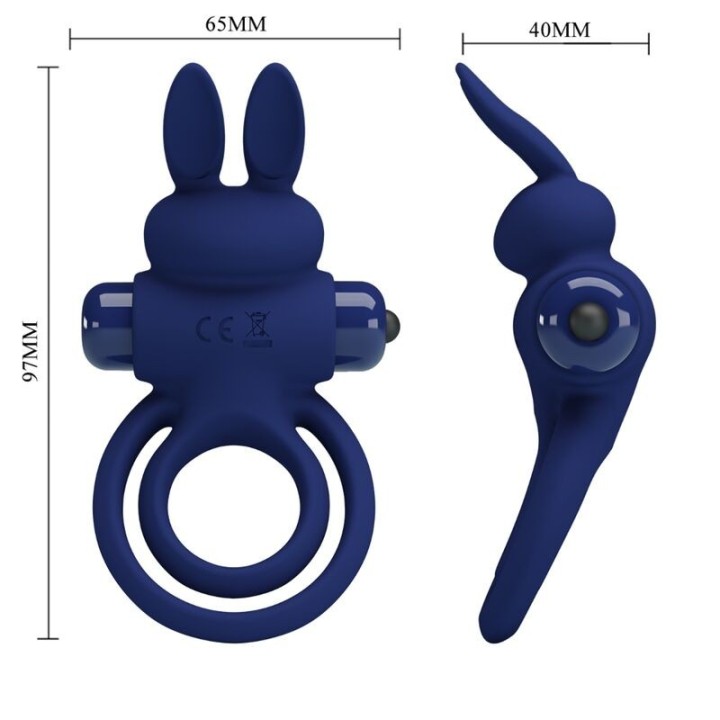 Darey Doppelter Vibrationsring Rabbit Blau von Pretty Love Male | Fesselliebe.de