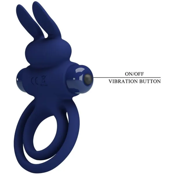 Darey Doppelter Vibrationsring Rabbit Blau von Pretty Love Male | Fesselliebe.de