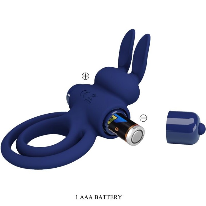 Darey Doppelter Vibrationsring Rabbit Blau von Pretty Love Male | Fesselliebe.de