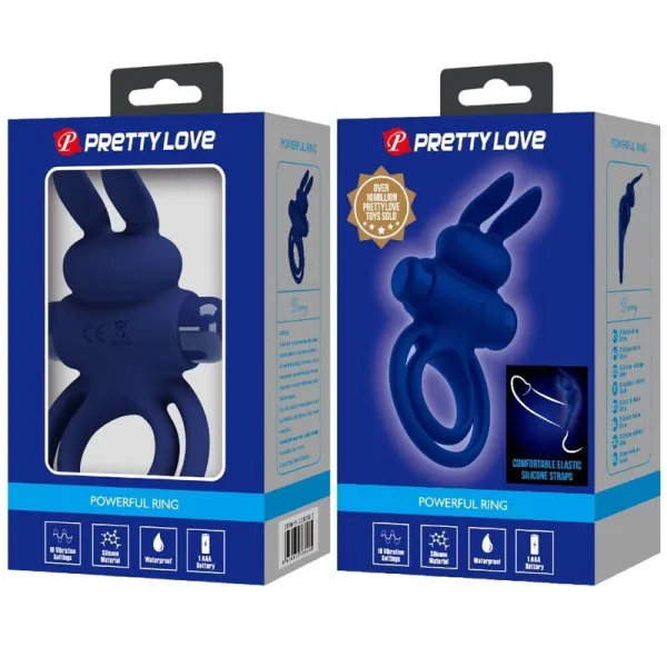 Darey Doppelter Vibrationsring Rabbit Blau von Pretty Love Male | Fesselliebe.de