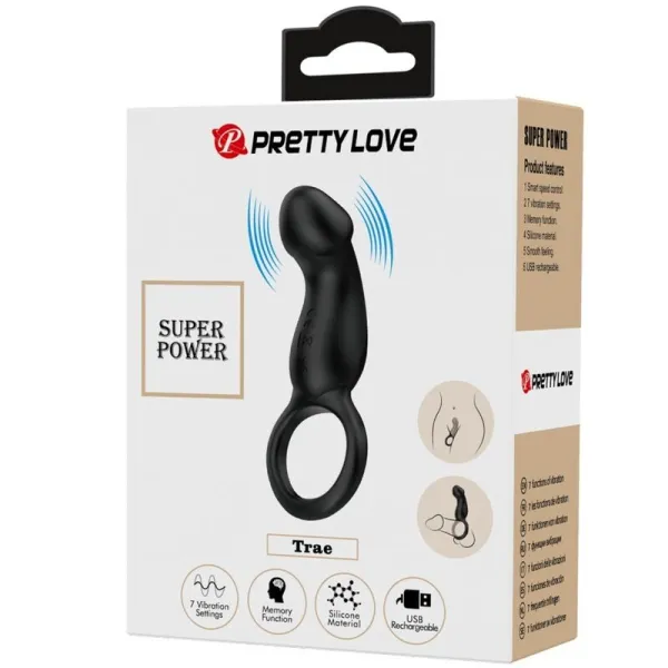 Trae Vibrationsring mit Schwarzem Stimulator von Pretty Love Male | Fesselliebe.de
