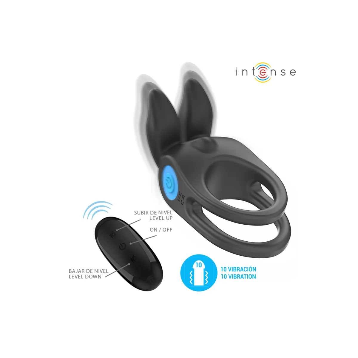 Sam Vibrator Doppel-Penisring 10 Vibrationen Schwarz von Intense Couples Toys | Fesselliebe.de