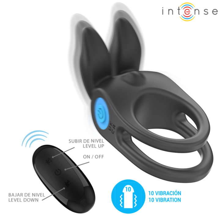 Sam Vibrator Doppel-Penisring 10 Vibrationen Schwarz von Intense Couples Toys | Fesselliebe.de