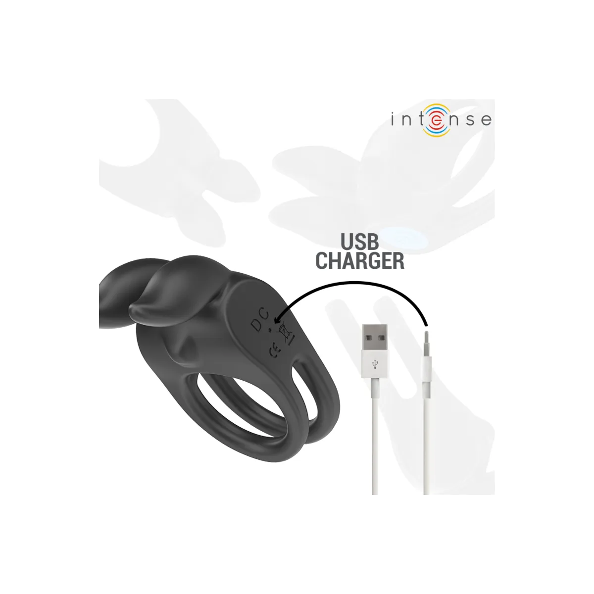 Sam Vibrator Doppel-Penisring 10 Vibrationen Schwarz von Intense Couples Toys | Fesselliebe.de