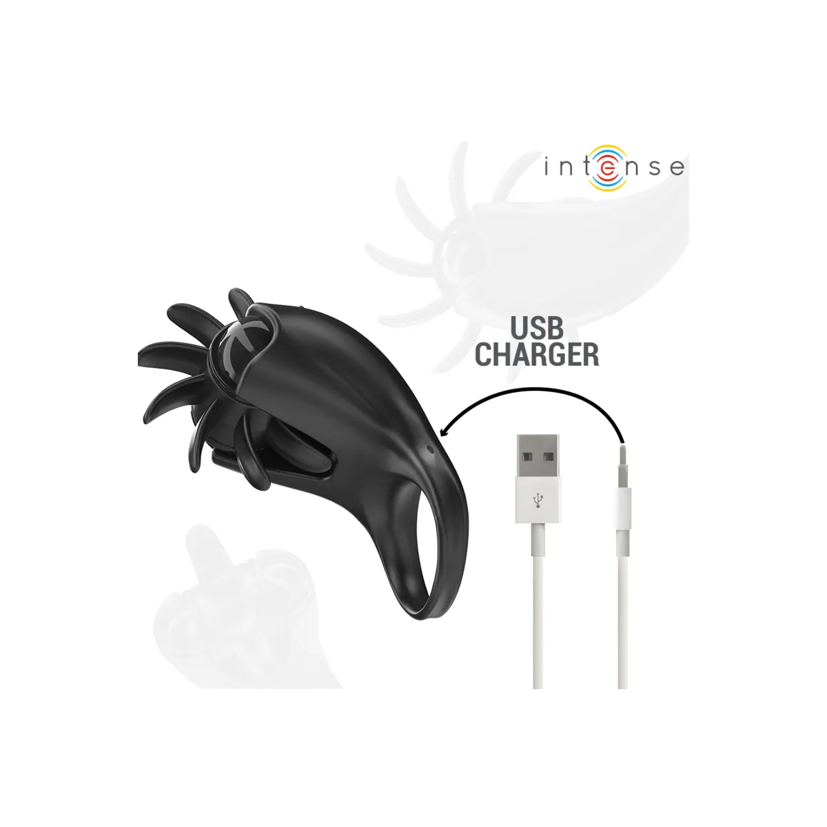 Mabel Vibrationsring 10 Vibrationen mit Klitorisstimulator Schwarz von Intense Couples Toys | Fesselliebe.de